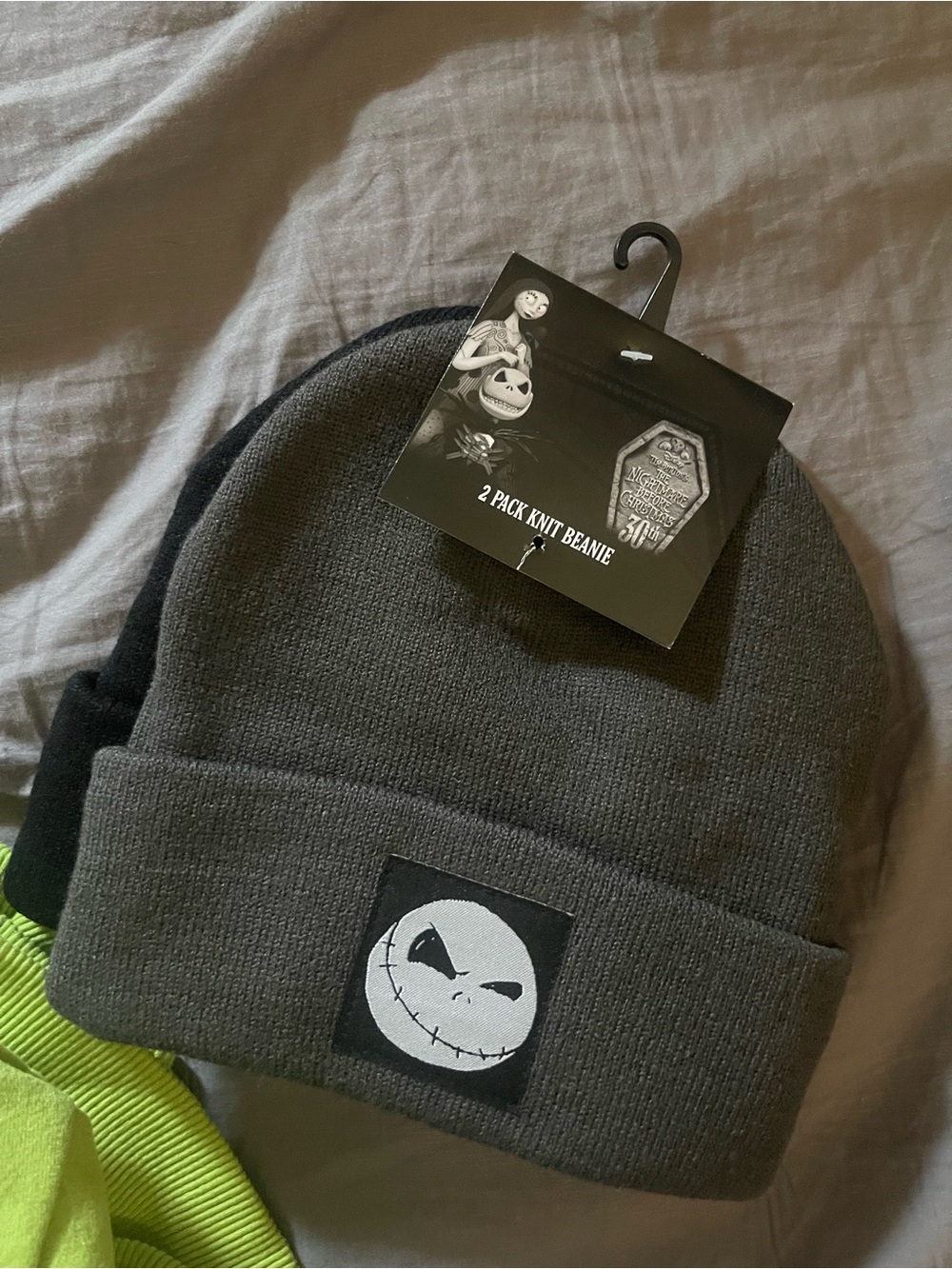 Disney The Nightmare Before Christmas Black Beanie with Green Grinch Patch